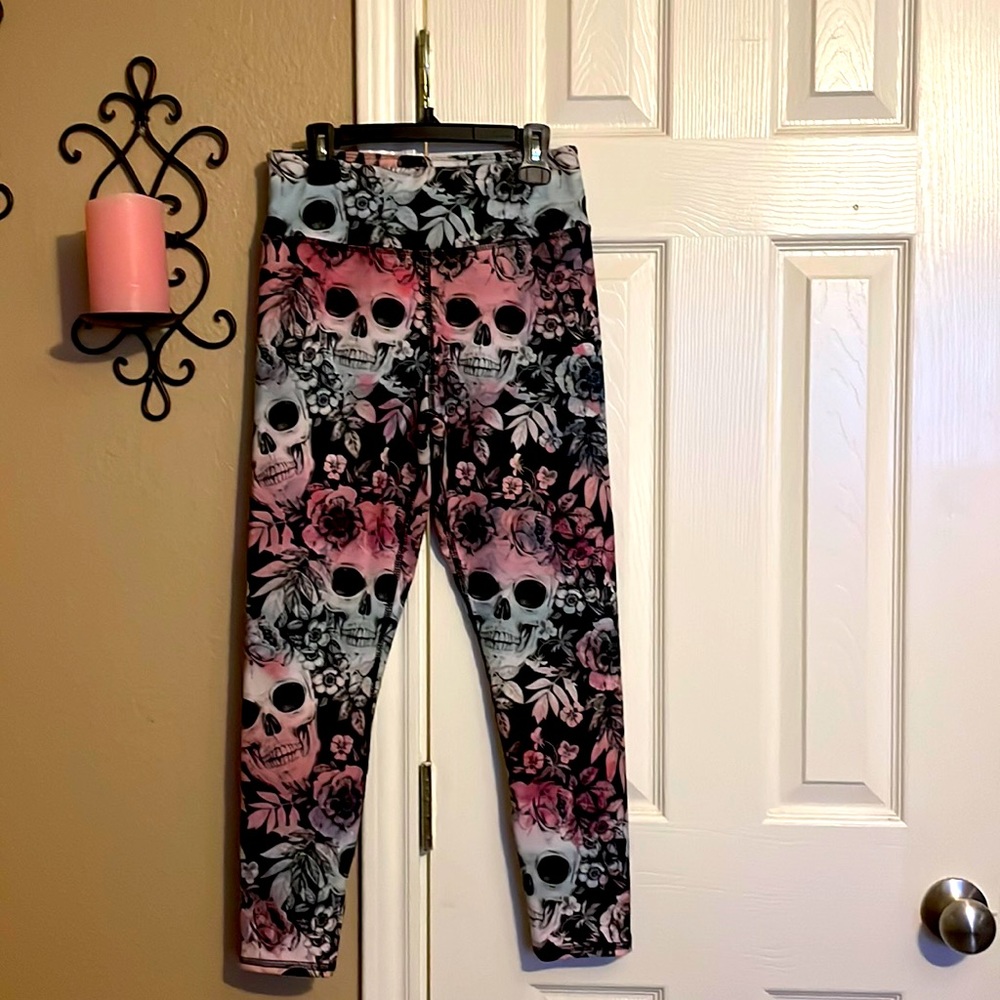 Pink and Turquoise Skull Athletic Bottoms